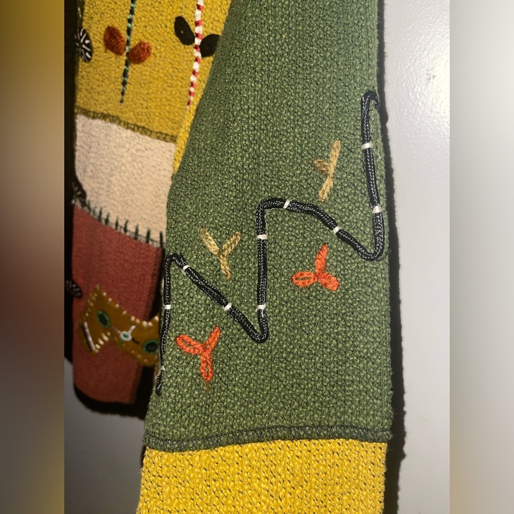 Indigo Moon patchwork Embroidered Knit Women's Mu… - image 4